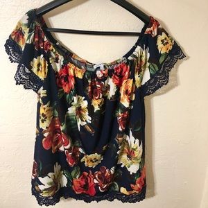 Off shoulder floral blouse